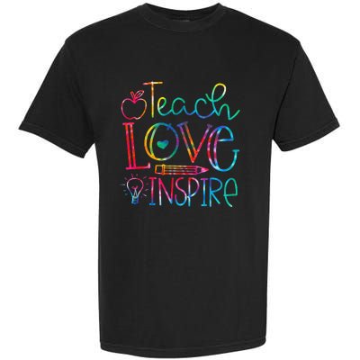 Back To School Teach Love Inspire Teaching Kindness Teacher Garment-Dyed Heavyweight T-Shirt