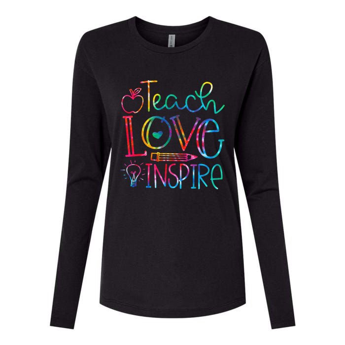 Back To School Teach Love Inspire Teaching Kindness Teacher Womens Cotton Relaxed Long Sleeve T-Shirt