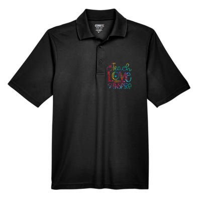 Back To School Teach Love Inspire Teaching Kindness Teacher Men's Origin Performance Pique Polo