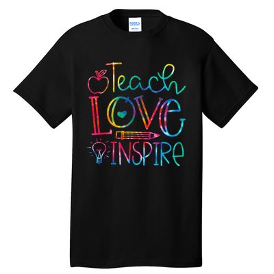 Back To School Teach Love Inspire Teaching Kindness Teacher Tall T-Shirt