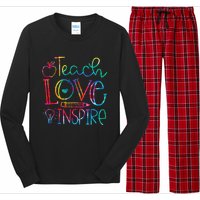 Back To School Teach Love Inspire Teaching Kindness Teacher Long Sleeve Pajama Set