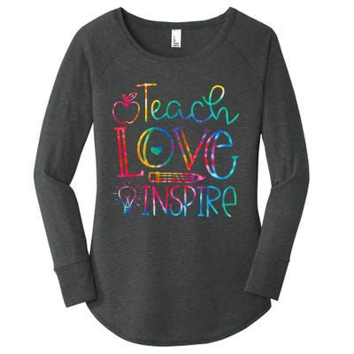 Back To School Teach Love Inspire Teaching Kindness Teacher Women's Perfect Tri Tunic Long Sleeve Shirt