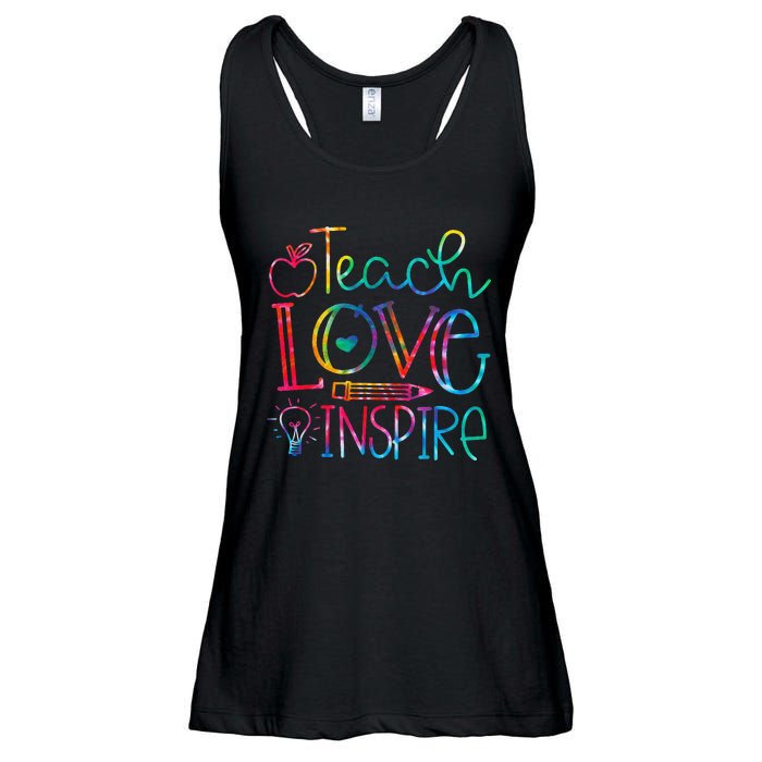 Back To School Teach Love Inspire Teaching Kindness Teacher Ladies Essential Flowy Tank