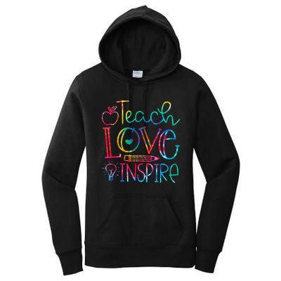 Back To School Teach Love Inspire Teaching Kindness Teacher Women's Pullover Hoodie