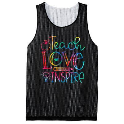 Back To School Teach Love Inspire Teaching Kindness Teacher Mesh Reversible Basketball Jersey Tank