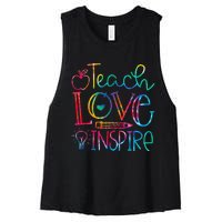 Back To School Teach Love Inspire Teaching Kindness Teacher Women's Racerback Cropped Tank