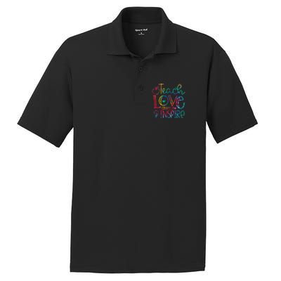 Back To School Teach Love Inspire Teaching Kindness Teacher PosiCharge RacerMesh Polo