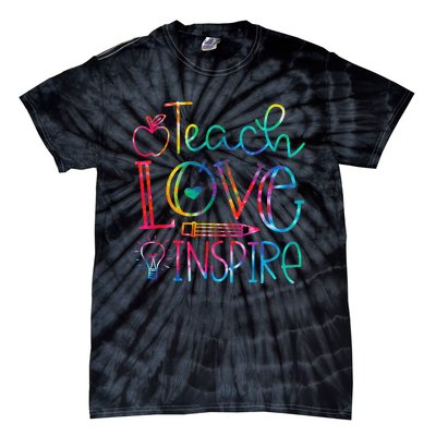 Back To School Teach Love Inspire Teaching Kindness Teacher Tie-Dye T-Shirt