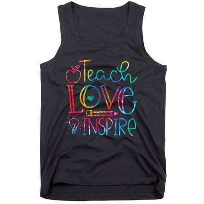 Back To School Teach Love Inspire Teaching Kindness Teacher Tank Top