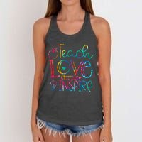 Back To School Teach Love Inspire Teaching Kindness Teacher Women's Knotted Racerback Tank