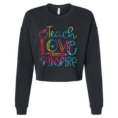 Back To School Teach Love Inspire Teaching Kindness Teacher Cropped Pullover Crew