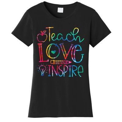 Back To School Teach Love Inspire Teaching Kindness Teacher Women's T-Shirt