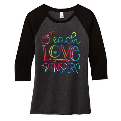 Back To School Teach Love Inspire Teaching Kindness Teacher Women's Tri-Blend 3/4-Sleeve Raglan Shirt