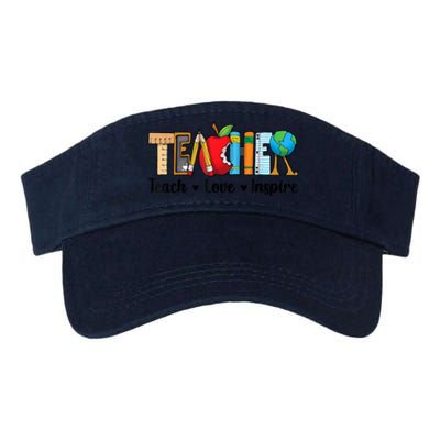 Back To School Cute Teach Love Inspire Teacher Valucap Bio-Washed Visor