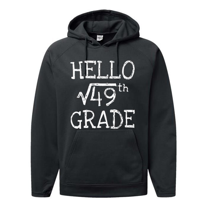 Back To School 7th Grade Square Root Of 49 Math Kids Teacher Performance Fleece Hoodie