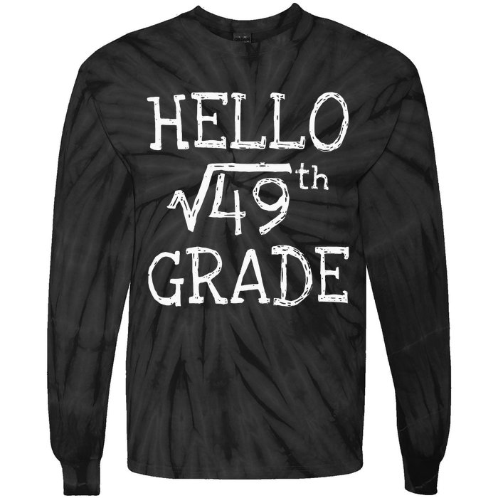 Back To School 7th Grade Square Root Of 49 Math Kids Teacher Tie-Dye Long Sleeve Shirt