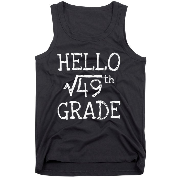 Back To School 7th Grade Square Root Of 49 Math Kids Teacher Tank Top