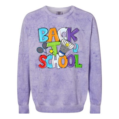 Back To School Badminton Players Funny First Day Of School Colorblast Crewneck Sweatshirt