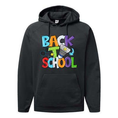 Back To School Badminton Players Funny First Day Of School Performance Fleece Hoodie