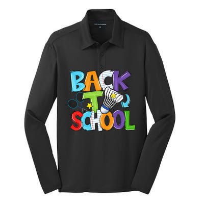 Back To School Badminton Players Funny First Day Of School Silk Touch Performance Long Sleeve Polo