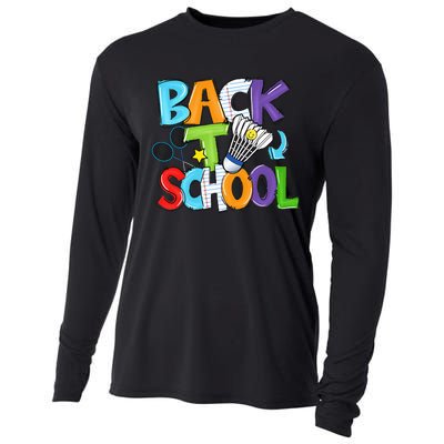 Back To School Badminton Players Funny First Day Of School Cooling Performance Long Sleeve Crew