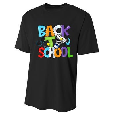 Back To School Badminton Players Funny First Day Of School Performance Sprint T-Shirt