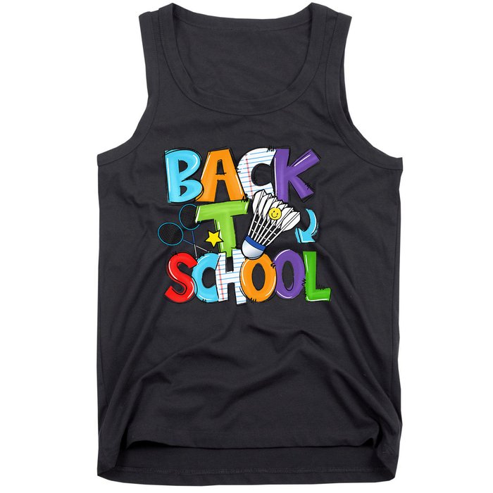 Back To School Badminton Players Funny First Day Of School Tank Top