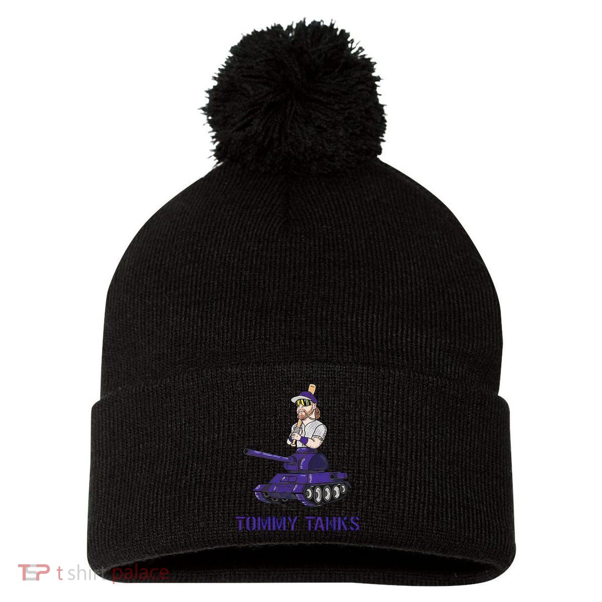 Baseball Tommy Tanks Tommy Funny Tanks Tommy Tanks Pom Pom 12in Knit Beanie