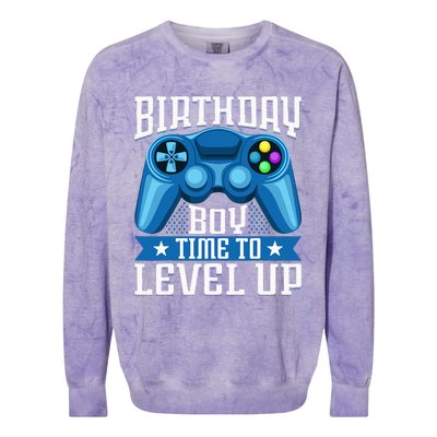 Birthday Time To Level Up Video Game Birthday Gamer Colorblast Crewneck Sweatshirt