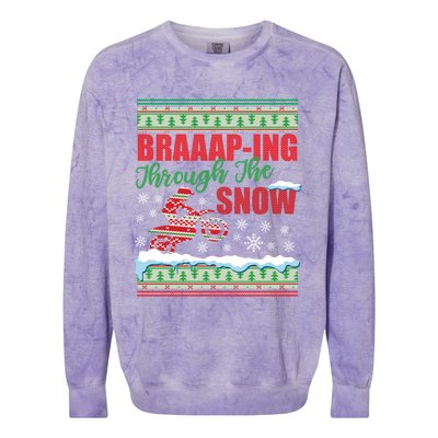 Braaap Through The Snow Ugly Motocross Christmas Colorblast Crewneck Sweatshirt