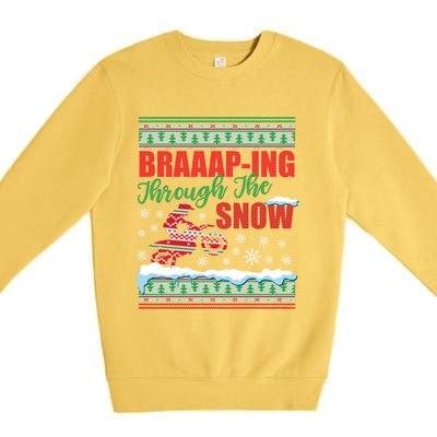 Braaap Through The Snow Ugly Motocross Christmas Premium Crewneck Sweatshirt