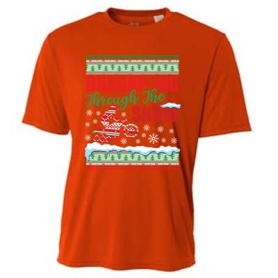 Braaap Through The Snow Ugly Motocross Christmas Cooling Performance Crew T-Shirt