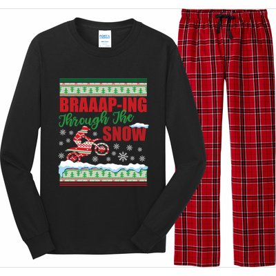 Braaap Through The Snow Ugly Motocross Christmas Long Sleeve Pajama Set