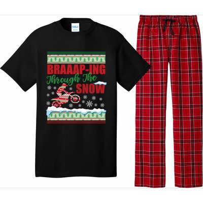 Braaap Through The Snow Ugly Motocross Christmas Pajama Set