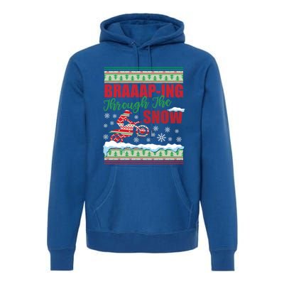 Braaap Through The Snow Ugly Motocross Christmas Premium Hoodie