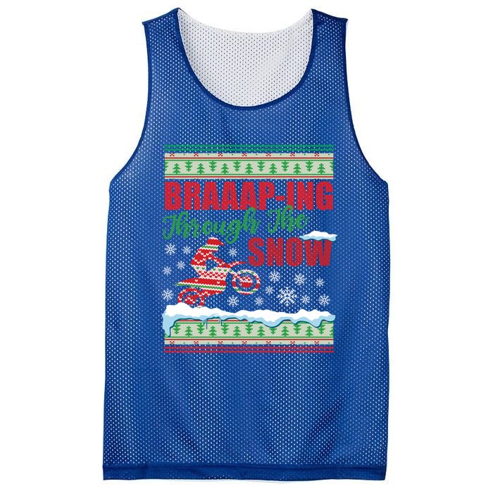 Braaap Through The Snow Ugly Motocross Christmas Mesh Reversible Basketball Jersey Tank