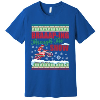 Braaap Through The Snow Ugly Motocross Christmas Premium T-Shirt