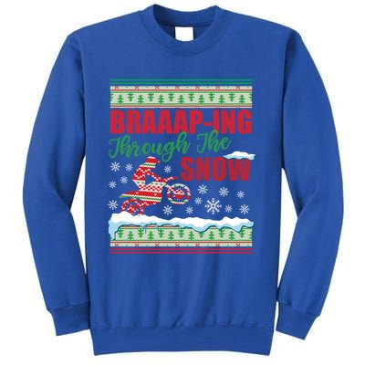 Braaap Through The Snow Ugly Motocross Christmas Tall Sweatshirt