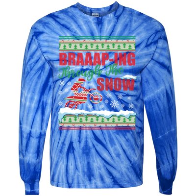 Braaap Through The Snow Ugly Motocross Christmas Tie-Dye Long Sleeve Shirt