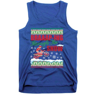 Braaap Through The Snow Ugly Motocross Christmas Tank Top