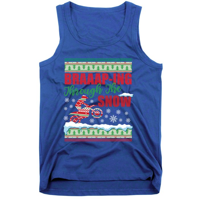 Braaap Through The Snow Ugly Motocross Christmas Tank Top