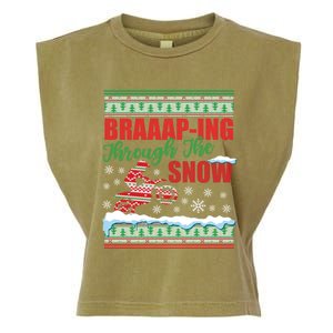 Braaap Through The Snow Ugly Motocross Christmas Garment-Dyed Women's Muscle Tee