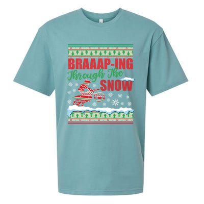 Braaap Through The Snow Ugly Motocross Christmas Sueded Cloud Jersey T-Shirt