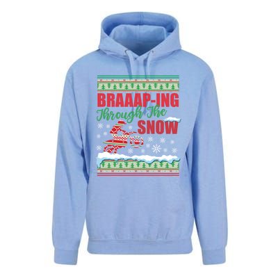 Braaap Through The Snow Ugly Motocross Christmas Unisex Surf Hoodie