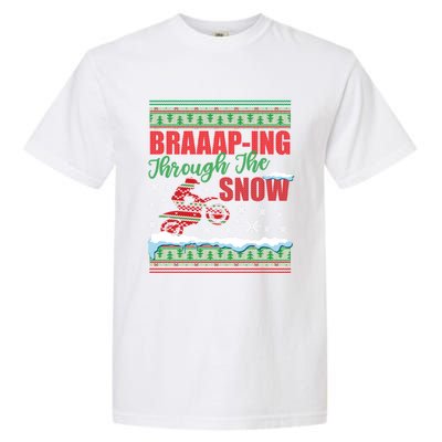 Braaap Through The Snow Ugly Motocross Christmas Garment-Dyed Heavyweight T-Shirt