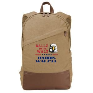 Ballz To The Walz Harris Waltz 2024 Election Cotton Canvas Backpack