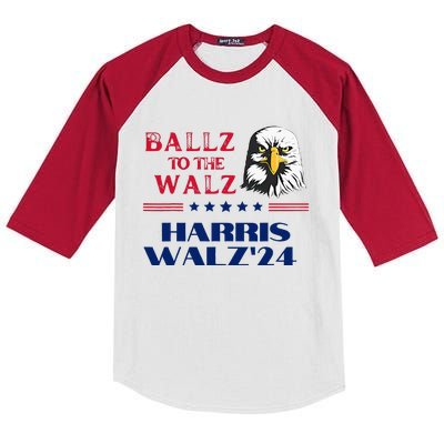 Ballz To The Walz Harris Waltz 2024 Election Kids Colorblock Raglan Jersey