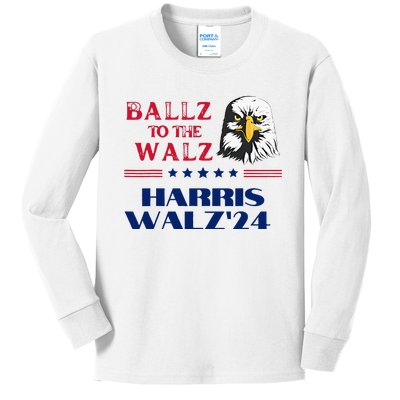 Ballz To The Walz Harris Waltz 2024 Election Kids Long Sleeve Shirt