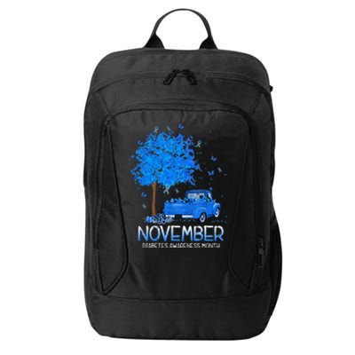 Blue Tree Truck Pumpkin November Diabetes Awareness Month City Backpack