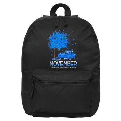 Blue Tree Truck Pumpkin November Diabetes Awareness Month 16 in Basic Backpack